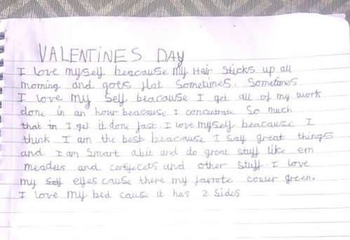 A handwritten poem with the title Valentines Day